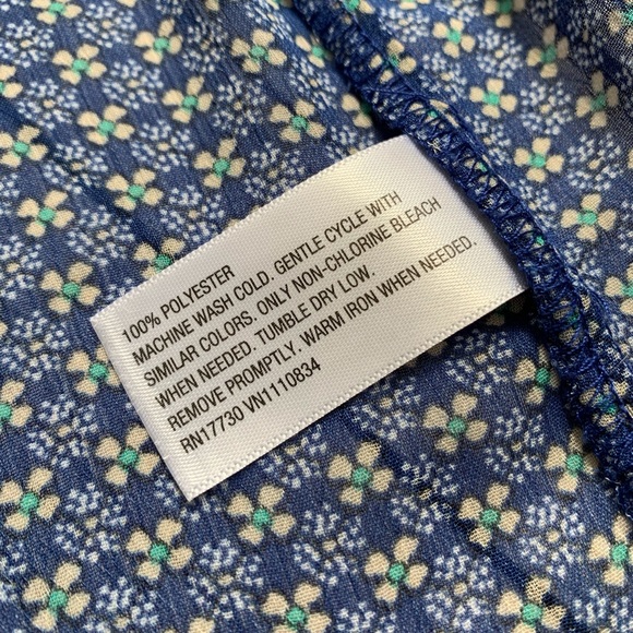 XS, Mossimo, blue retro floral print sheer top - Picture 11 of 11